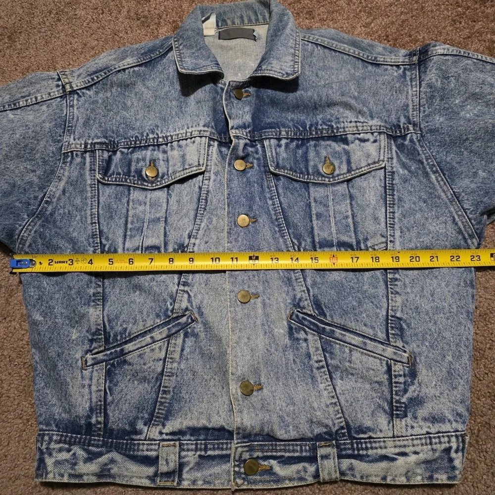 Vintage‎ 80s Blue Denim Trucker Jacket Mens Medium Light Stone Acid Wash Jean